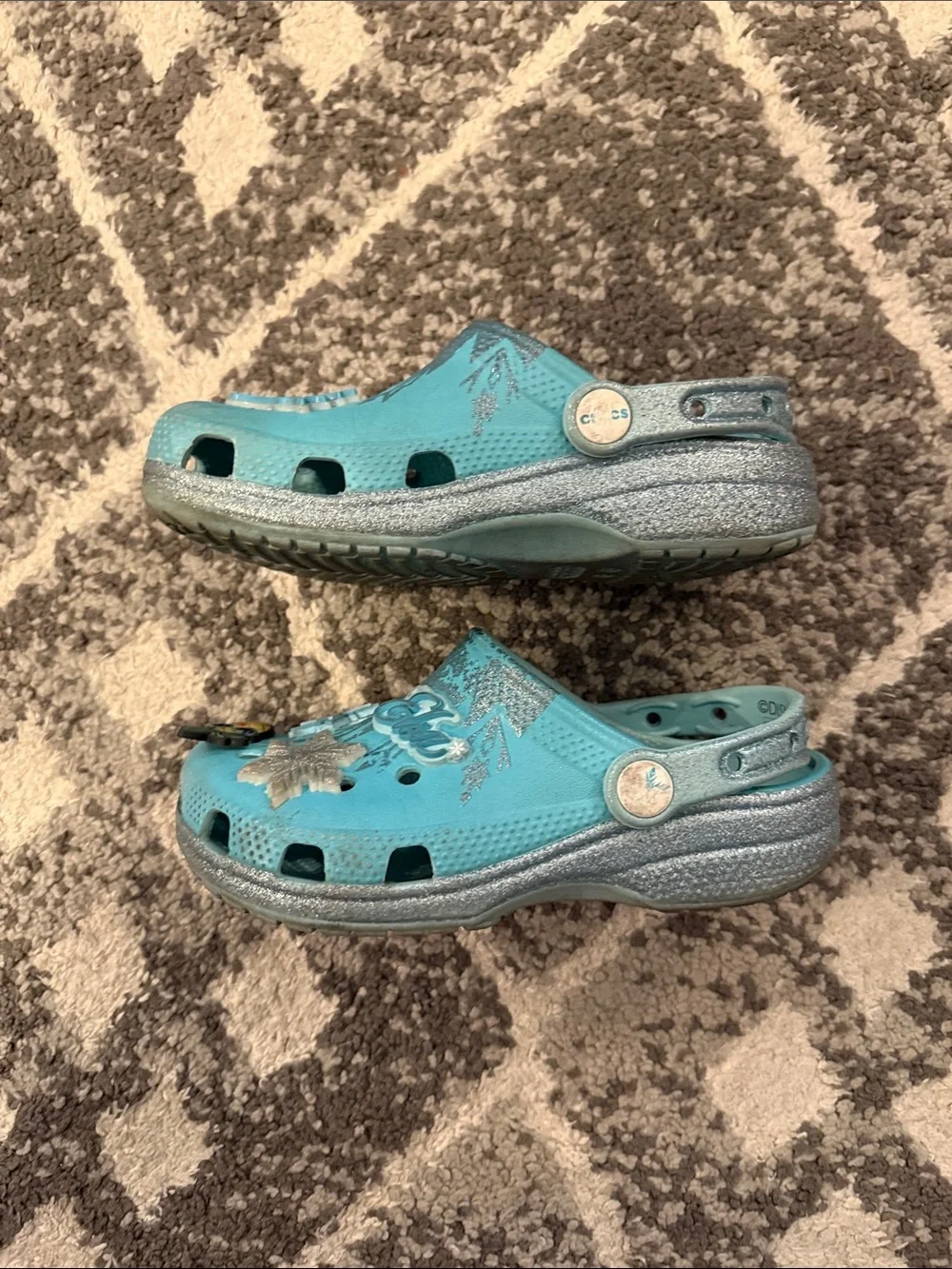 CROCS Kids' Light Blue Frozen Slip-On Clogs with Charm Accents